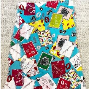 Lulu Guiness Love and Kisses Scarf Pop Art Feminine Postcards Pink Red Turquoise